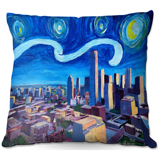 Ebern Designs Runkle Couch Starry Night Dallas Skyline Throw Pillow Wayfair